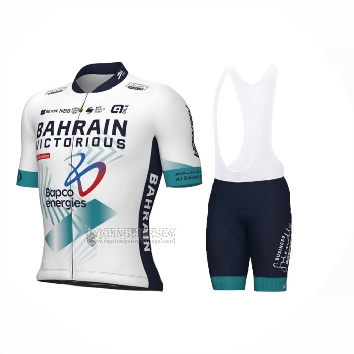 2024 Cycling Jersey Bahrain Victorious White Short Sleeve And Bib Short